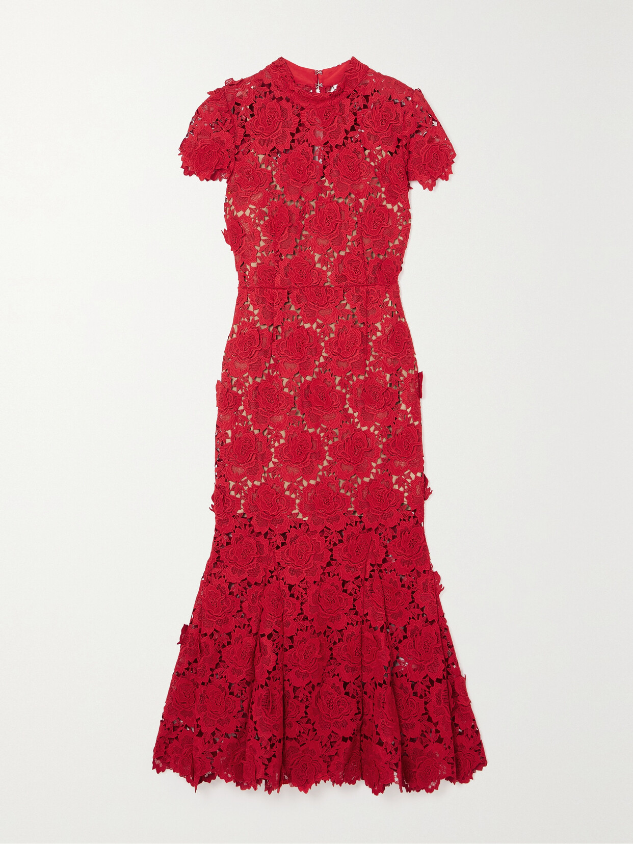 Self-Portrait Guipure Lace Midi Dress - Red