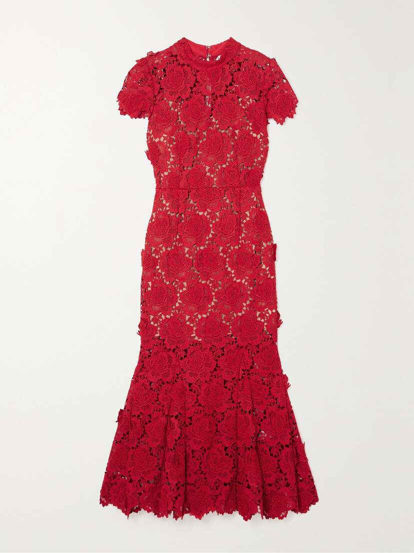 Self-Portrait Guipure Lace Midi Dress - UK 16