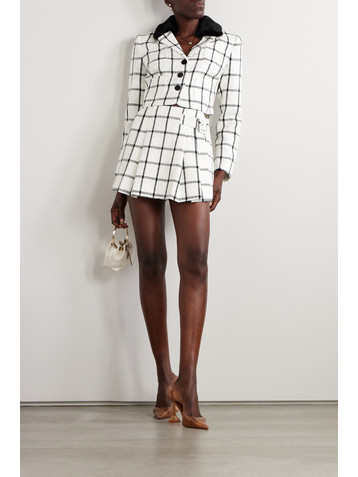 self-portrait Buckled pleated checked tweed shorts