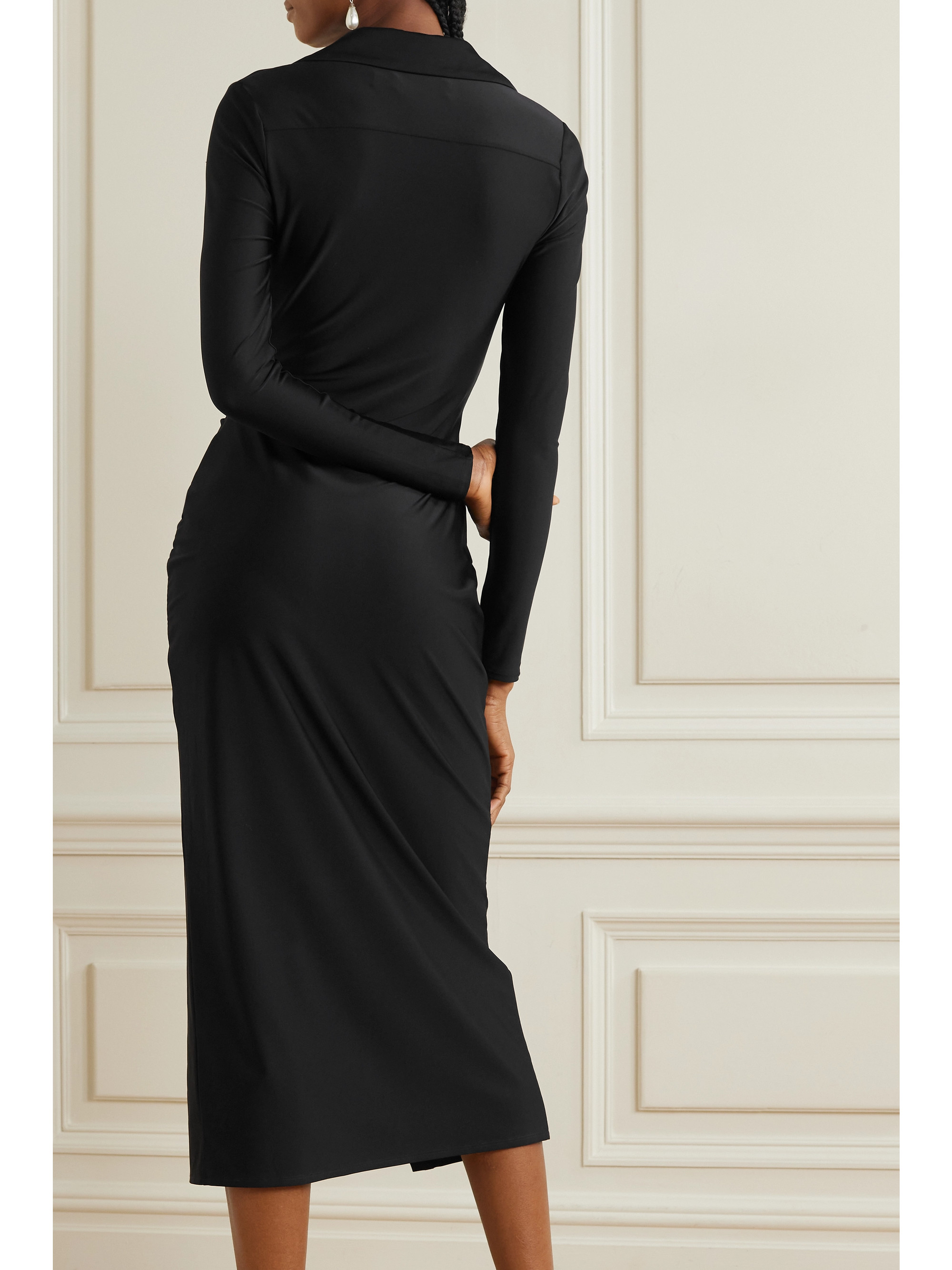 self-portrait Cutout ruched stretch-jersey midi dress