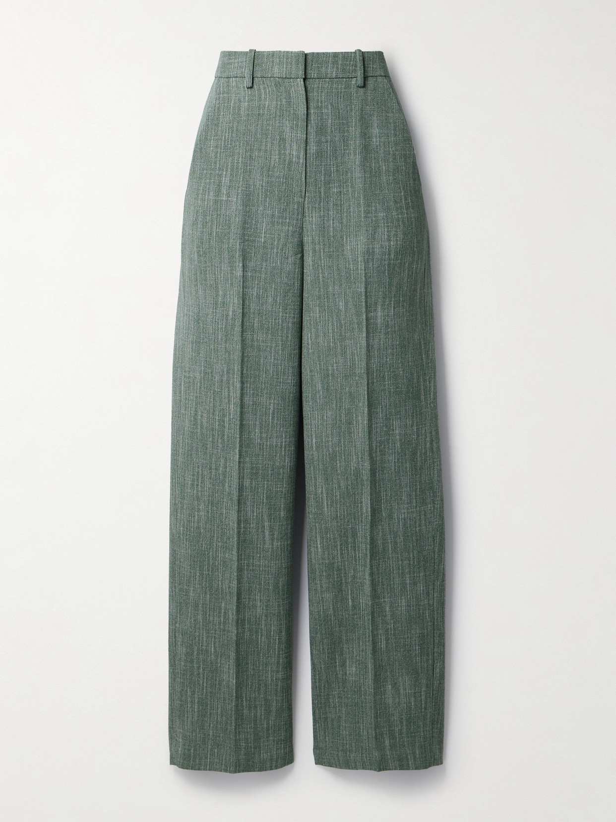 Co High-rise Wool-blend Wide-leg Trousers In Green