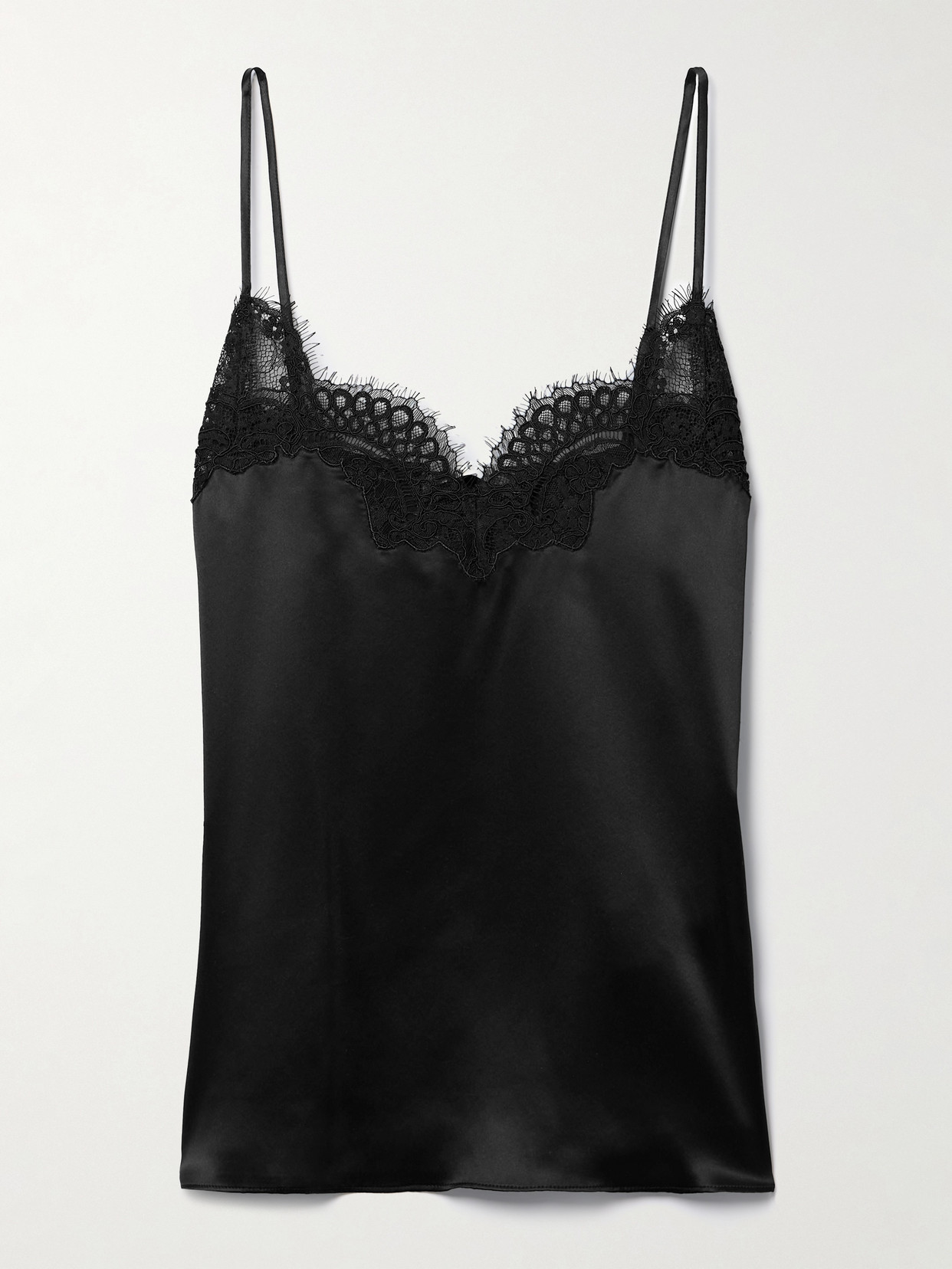 Co - Corded Lace-trimmed Silk-satin Camisole - Black