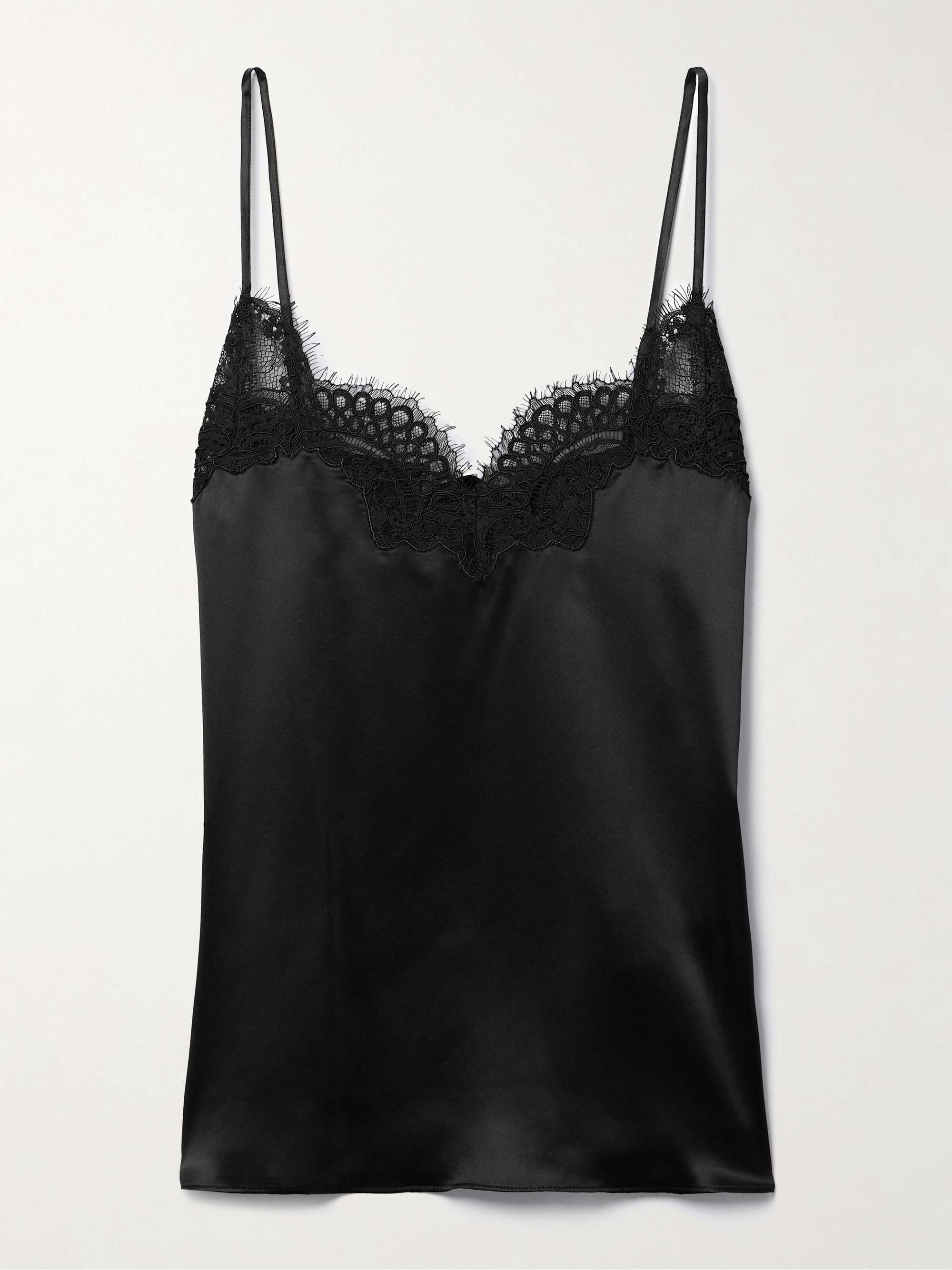 Corded lace-trimmed silk-satin camisole