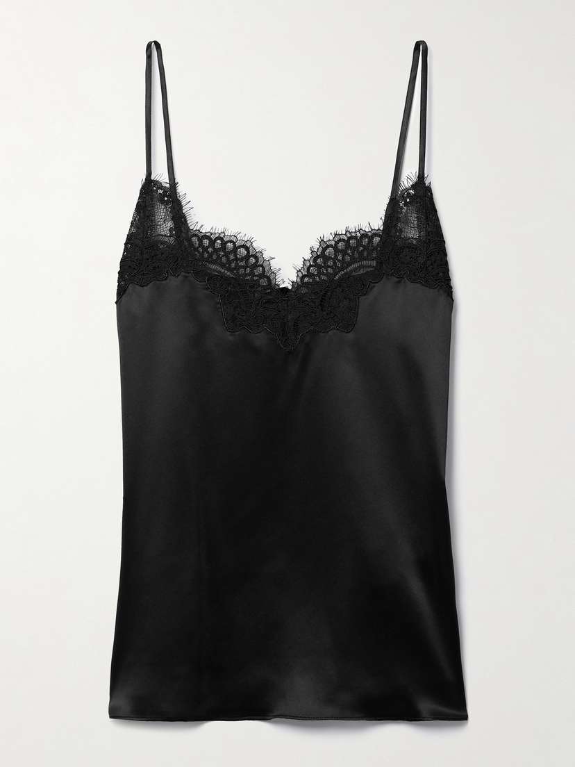 Co rded Lace-trimmed Silk-satin Camisole - x large