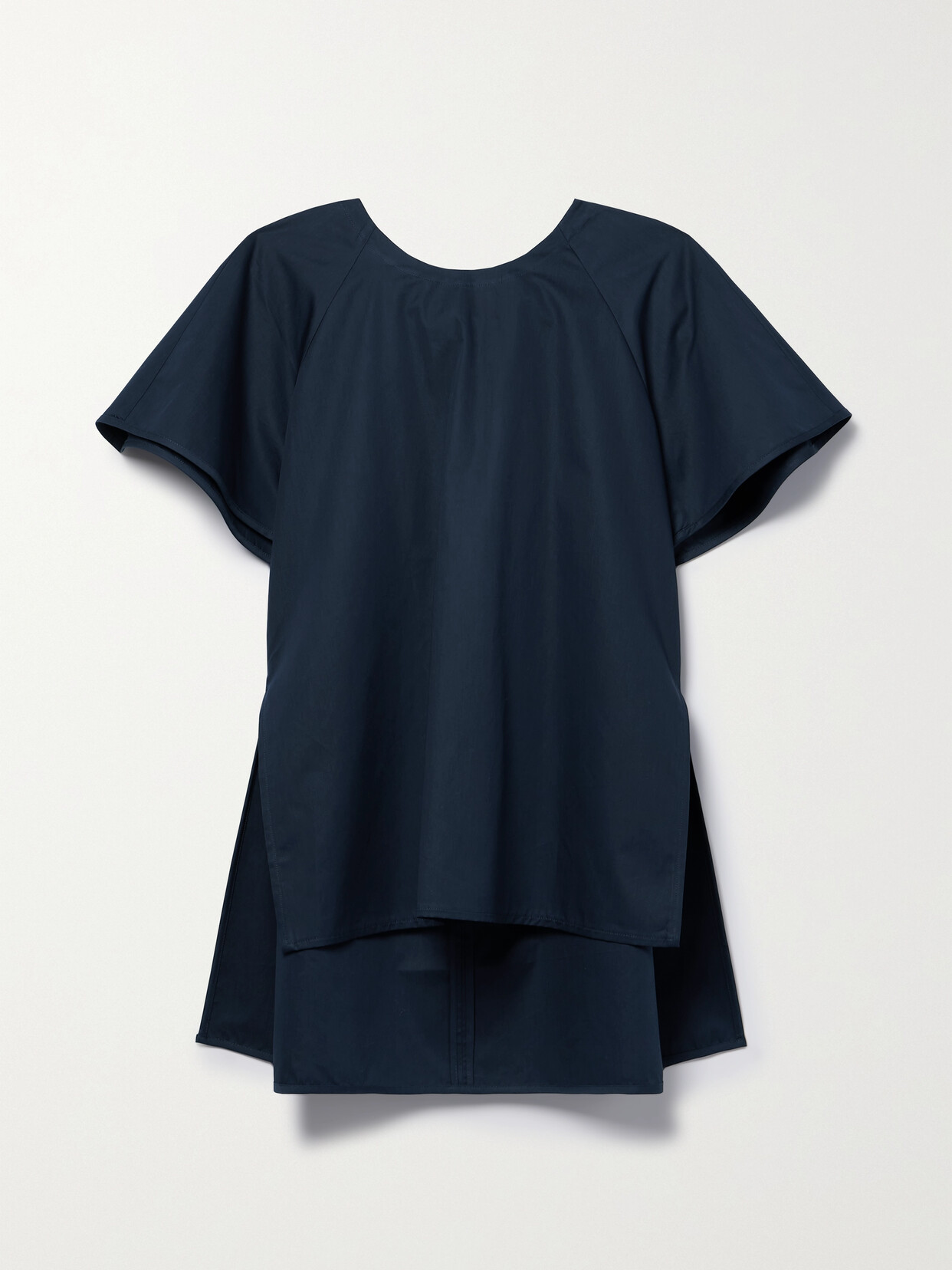 Co Tton And Silk-blend Poplin Top In Blue