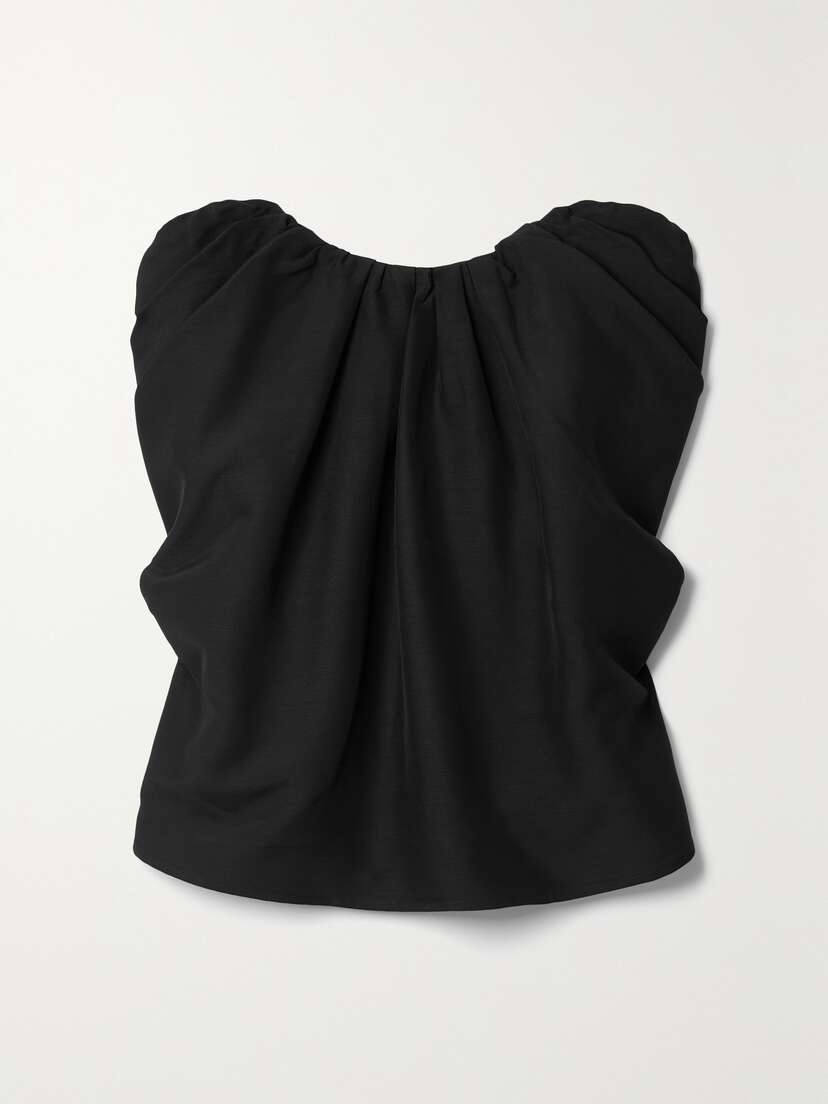 Co Strapless Gathered Crepe Top