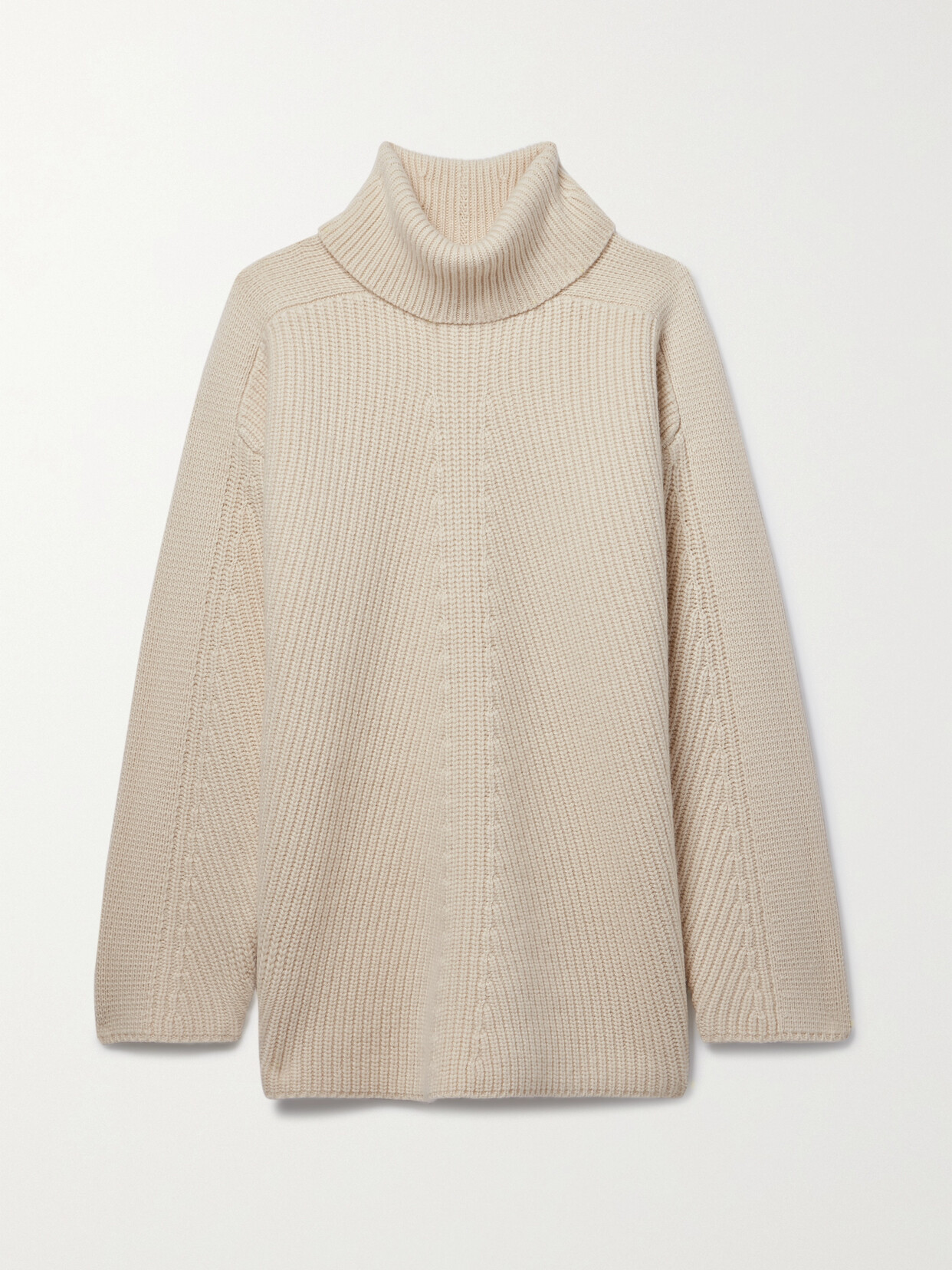 Co Ribbed Cashmere Turtleneck Sweater In Ivory