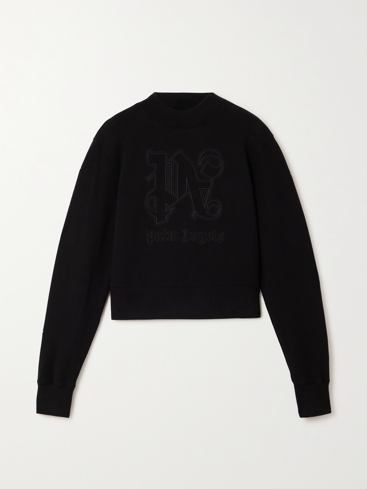 Palm Angels Embroidered Cotton-jersey Sweatshirt - Black