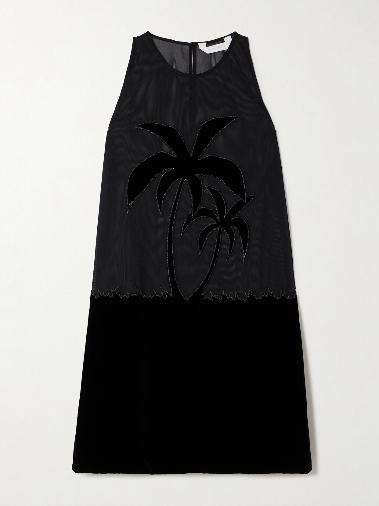 Palm Angels Metallic Velvet And Mesh Mini Dress - Black