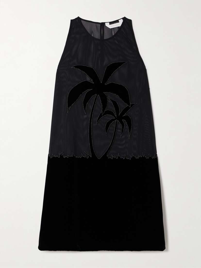 Palm Angels Metallic Velvet And Mesh Mini Dress