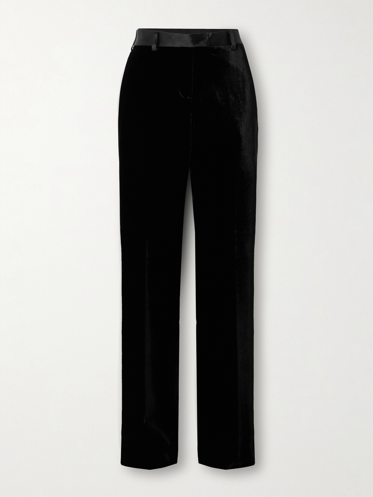 Palm Angels Pleated Silk-trimmed Velvet Straight-leg Pants - Black