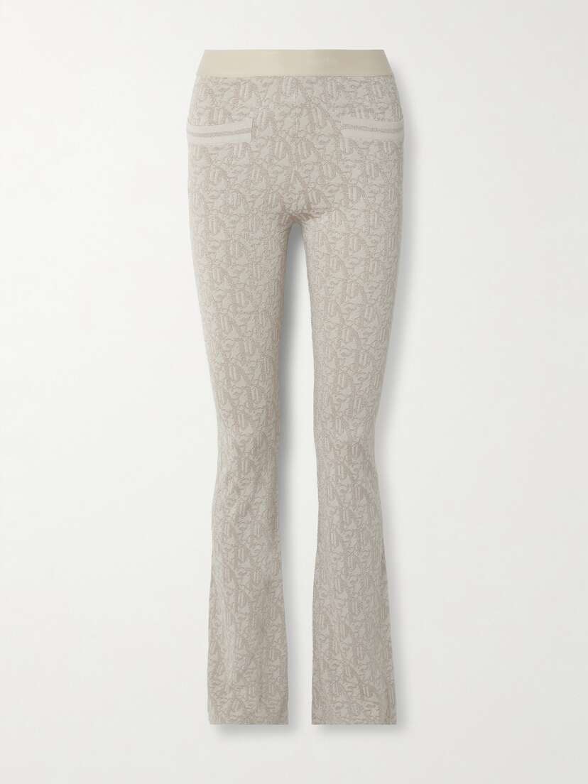 Palm Angels Metallic Jacquard-knit Flared Leggings
