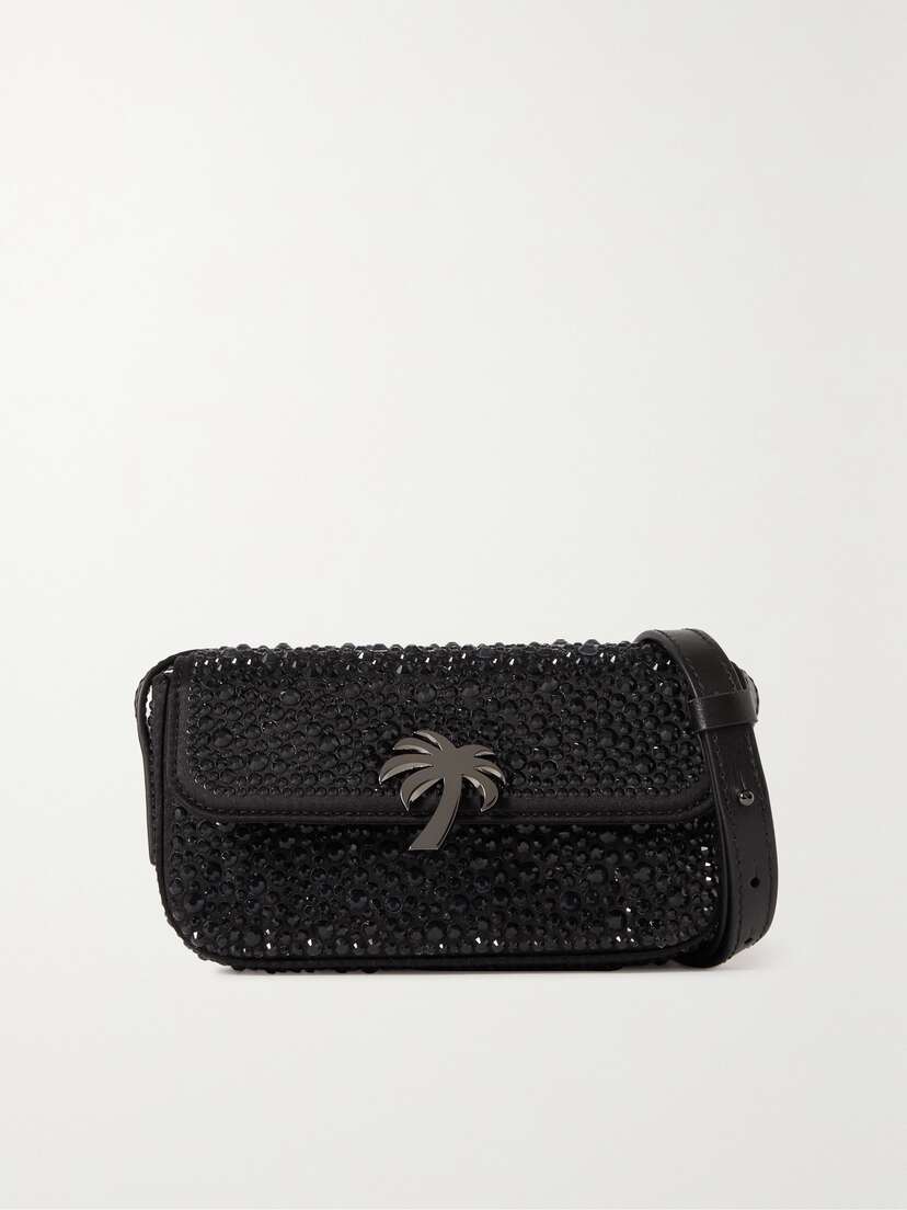 Palm Angels Crystal-embellished Leather Phone Case