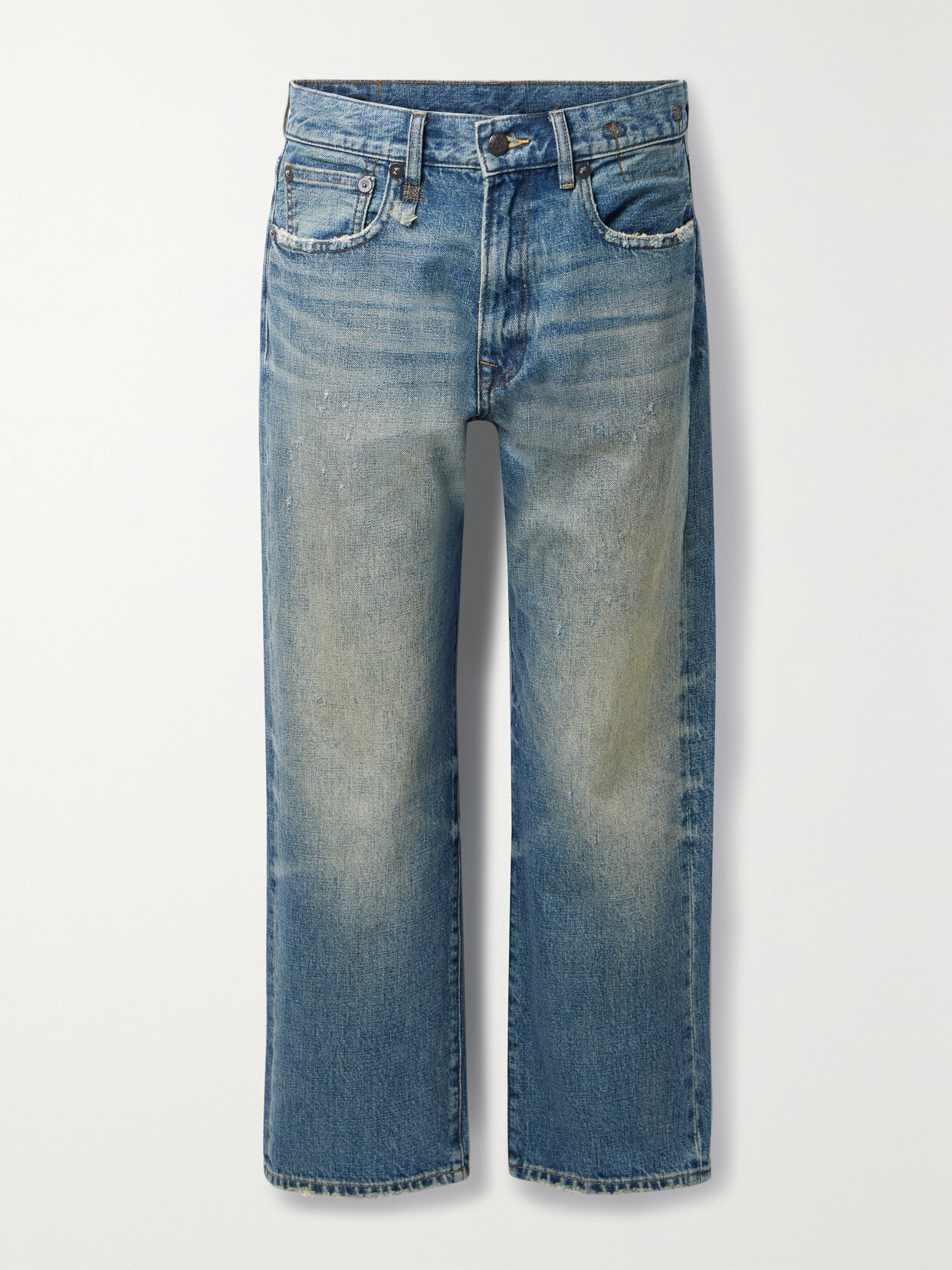 R13 Distressed Boyfriend Jeans - Blue
