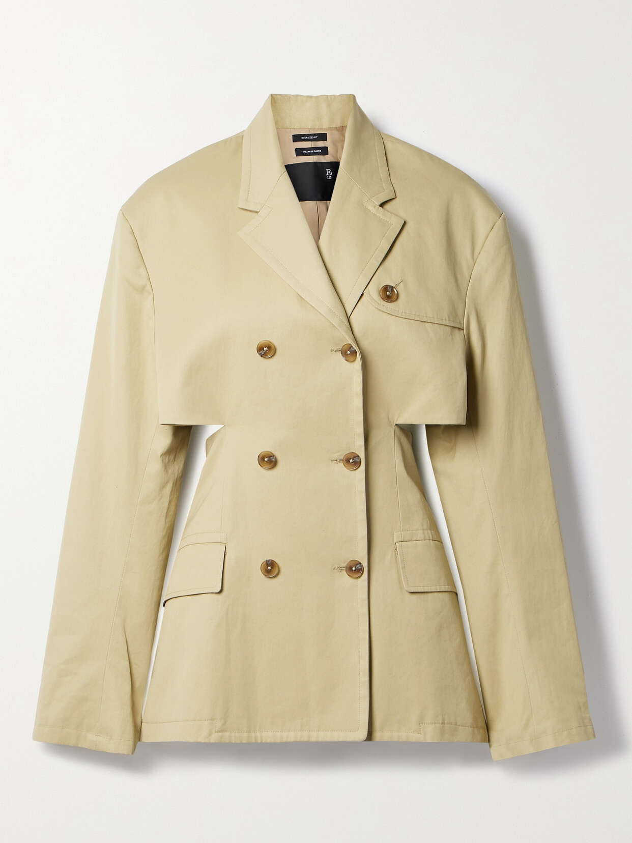 R13 Double-breasted Cutout Cotton-gabardine Trench Coat In Brown