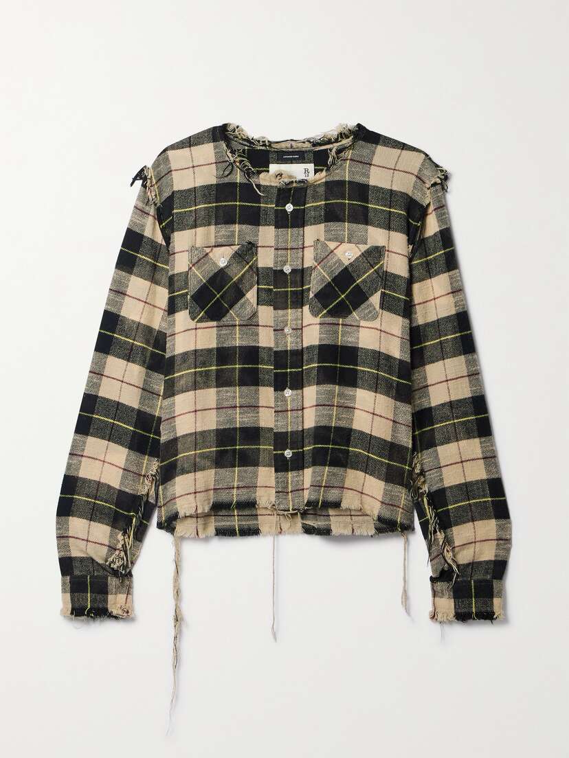 R13 Distressed Checked Cotton-flannel Shirt