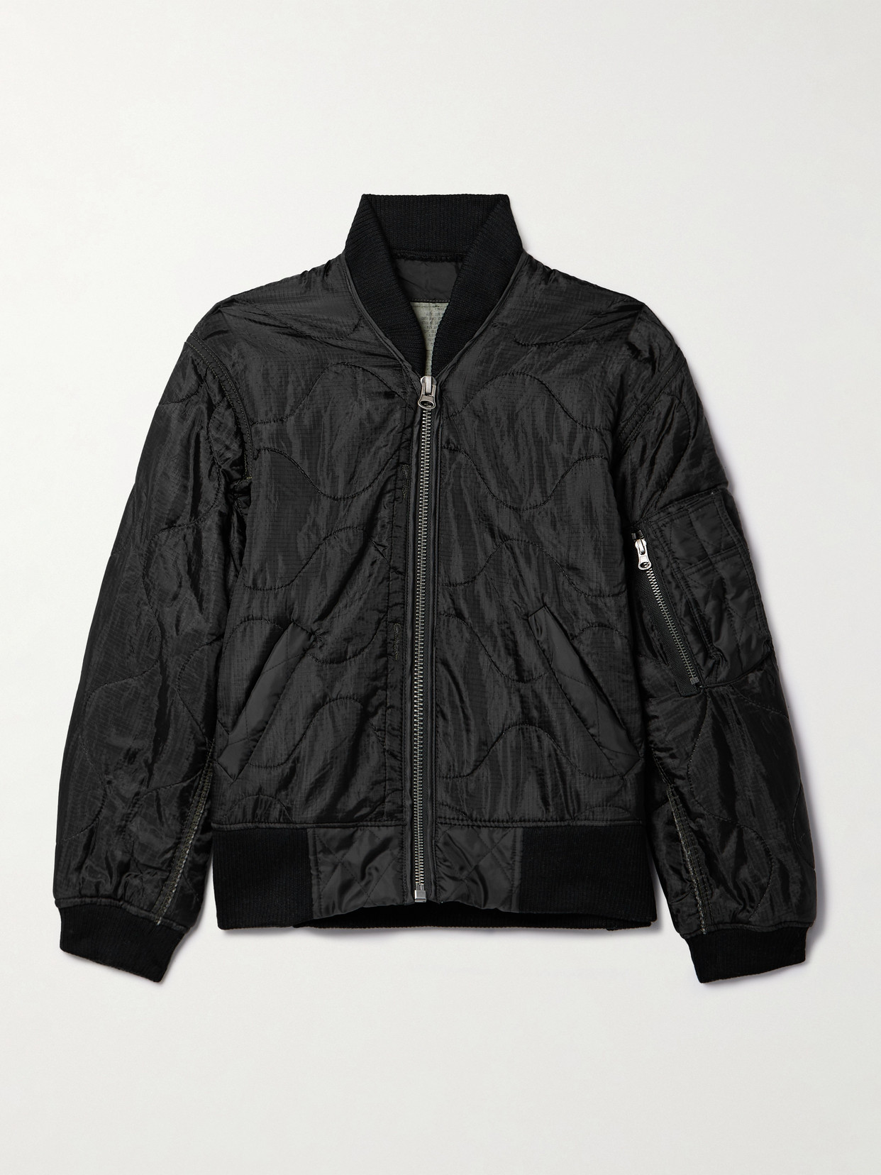R13 - Quilted Ripstop Bomber Jacket - Black