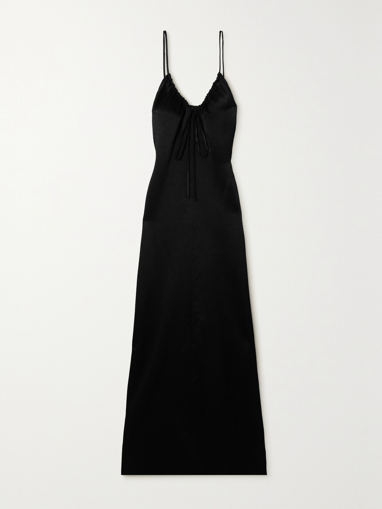 Shop Proenza Schouler White Label Harper Open-back Gathered Satin-crepe Maxi Dress In Black