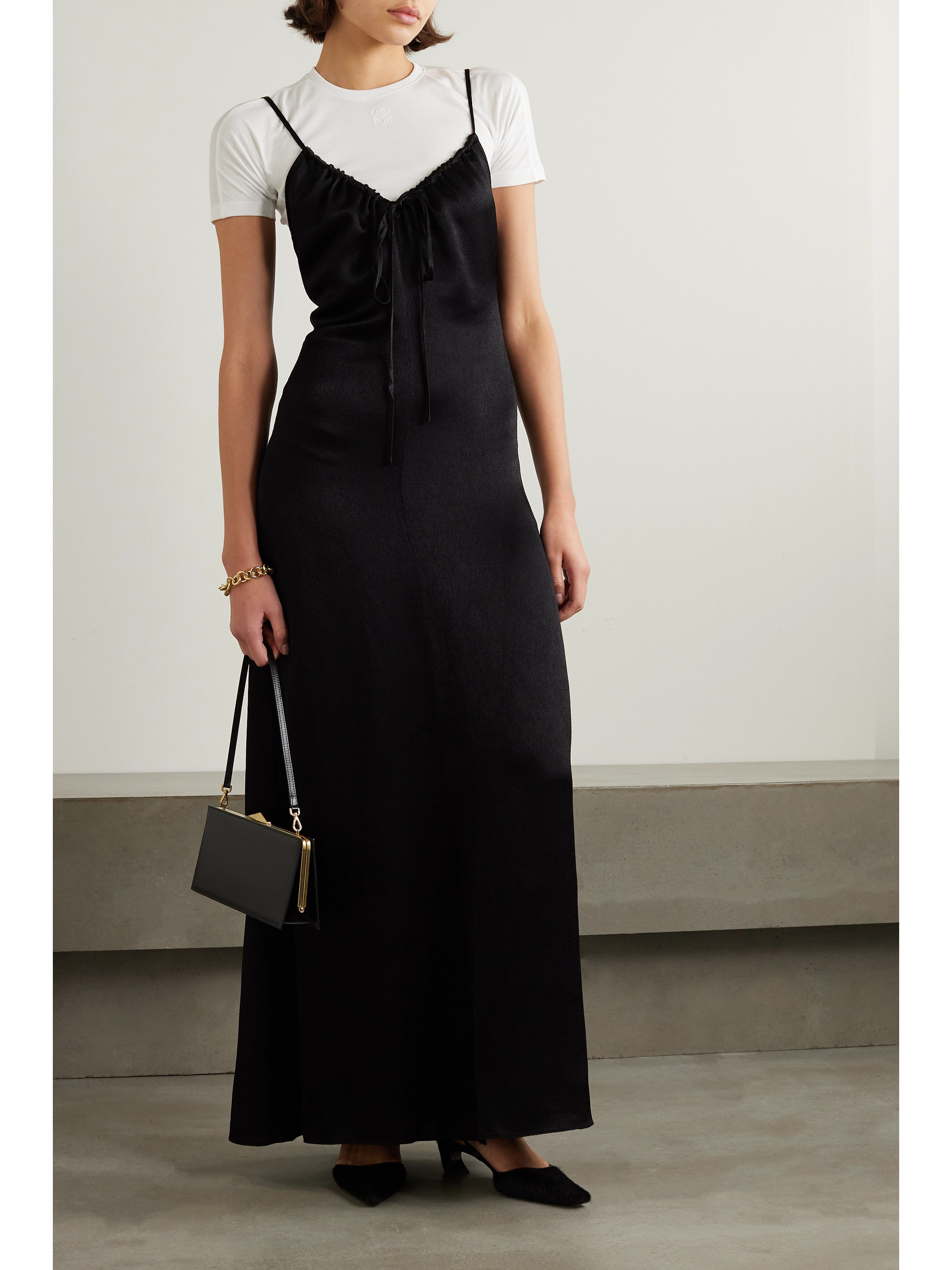 Proenza Schouler White Label Harper open-back gathered satin-crepe maxi dress