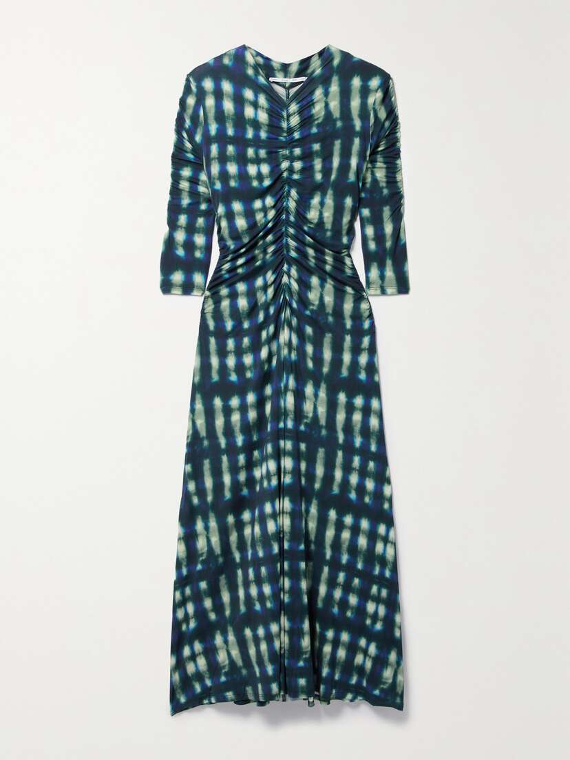 Proenza Schouler White Label Natalee Ruched Tie-dyed Stretch-jersey Midi Dress - x large