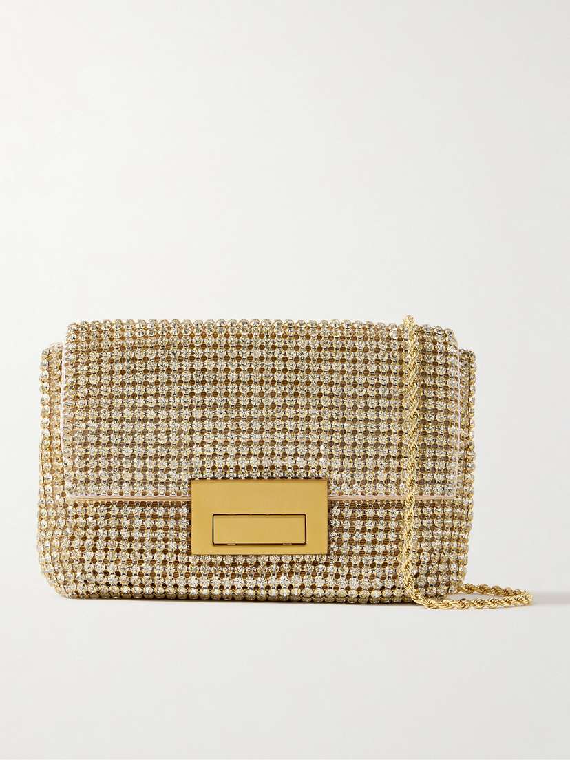 Loeffler Randall June Crystal-embellished Faille Clutch