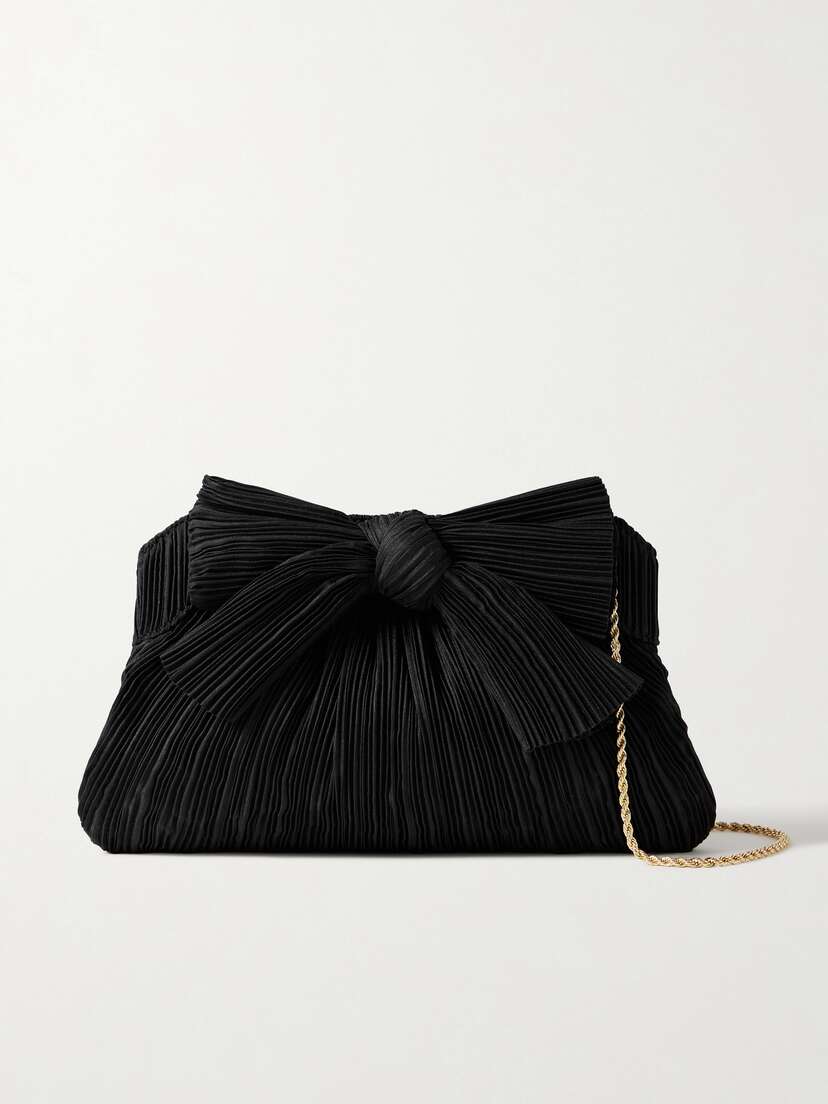 Loeffler Randall Rayne Bow-embellished Plissé-organza Clutch