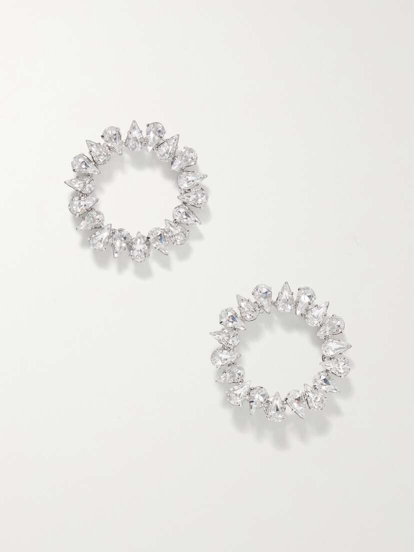 Jennifer Behr Hailey Rhodium-plated Crystal Earrings