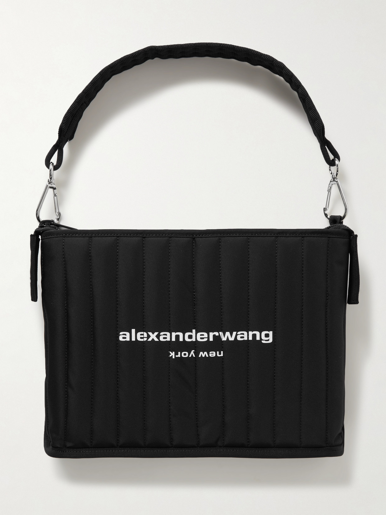 Alexander Wang Elite Tech Quilted Printed Canvas Shoulder Bag In Black