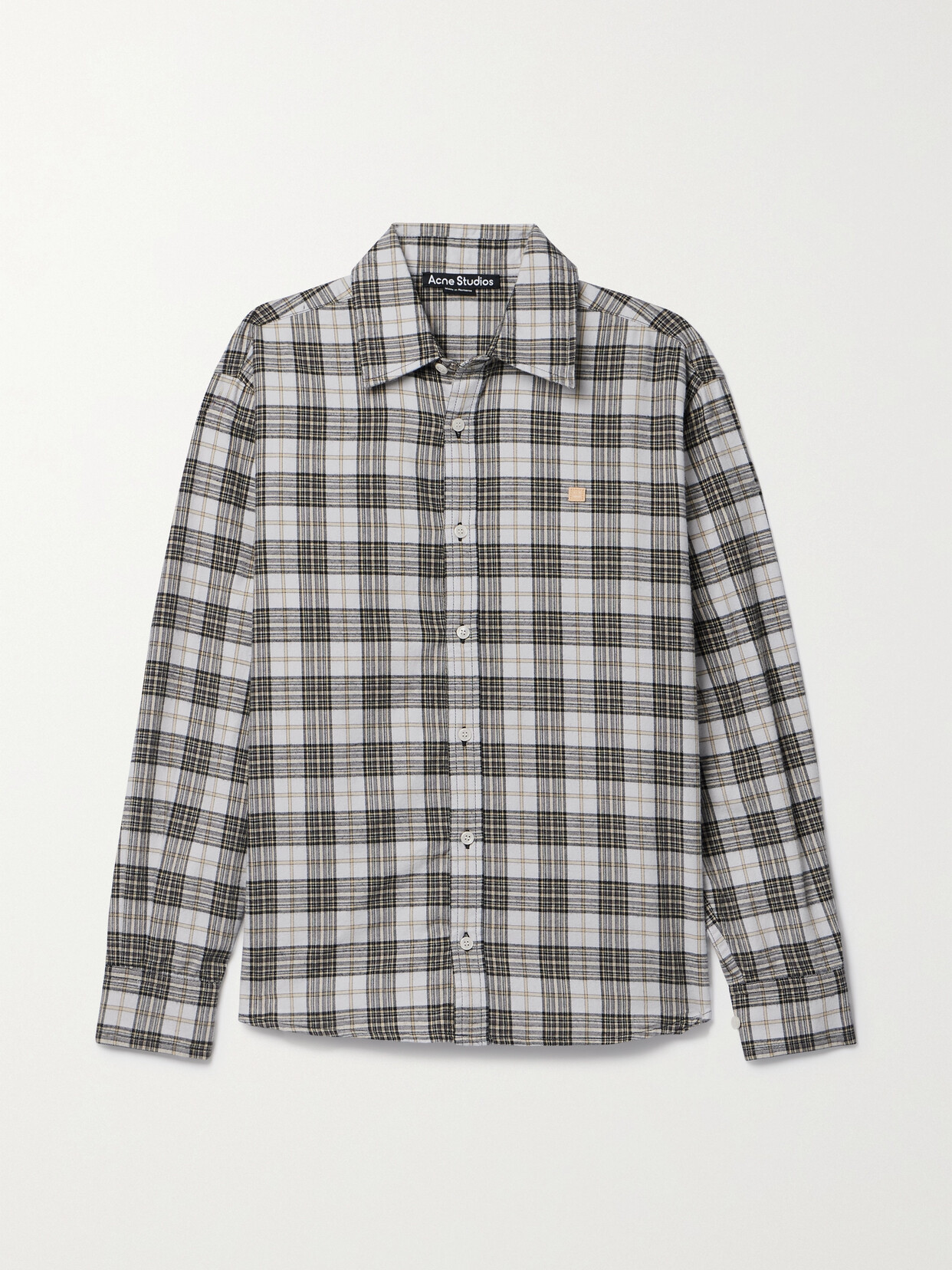 Acne Studios Appliquéd Checked Cotton-flannel Shirt - White