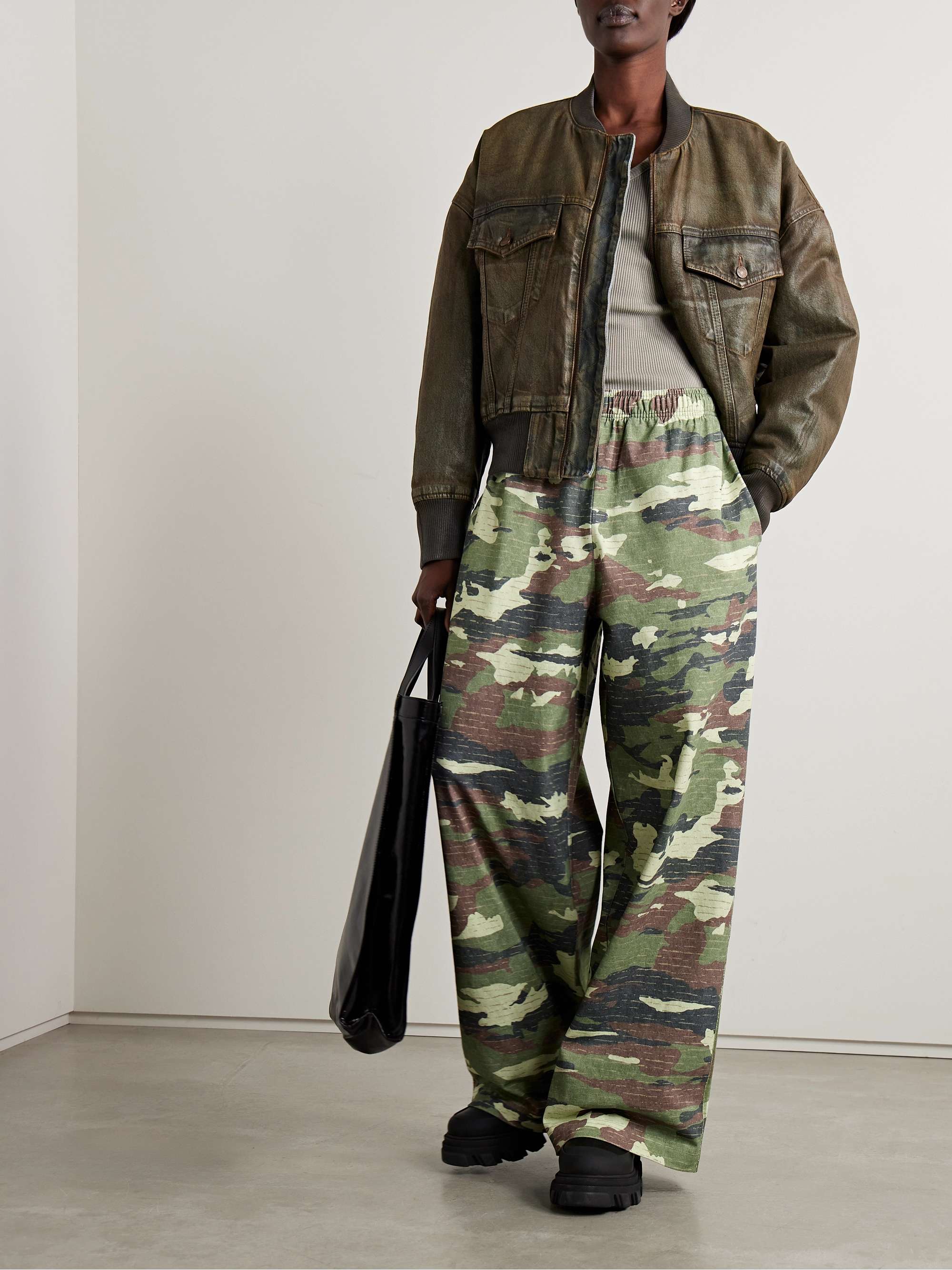 ACNE STUDIOS Printed organic cotton-jersey track pants | NET-A-PORTER