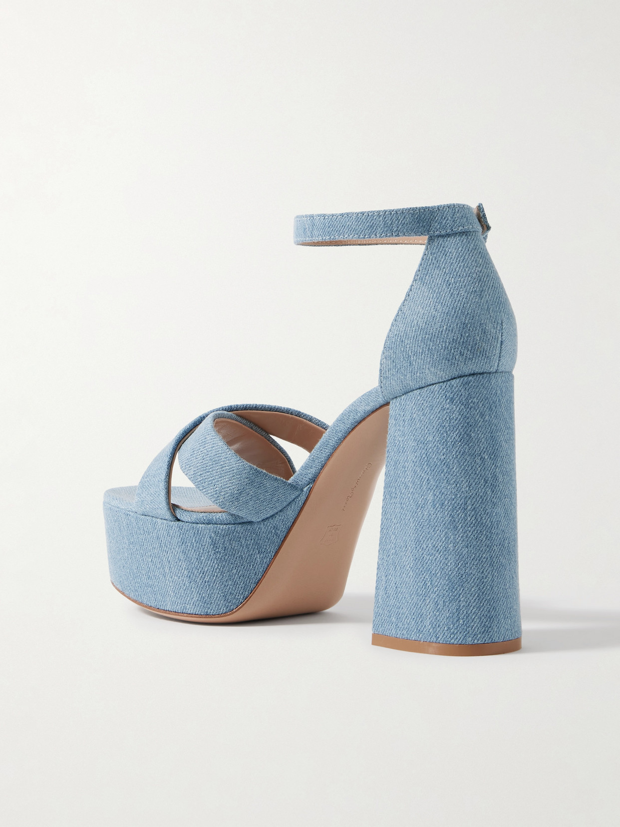 Shop Gianvito Rossi Sheridan 110 Denim Platform Sandals In Blue