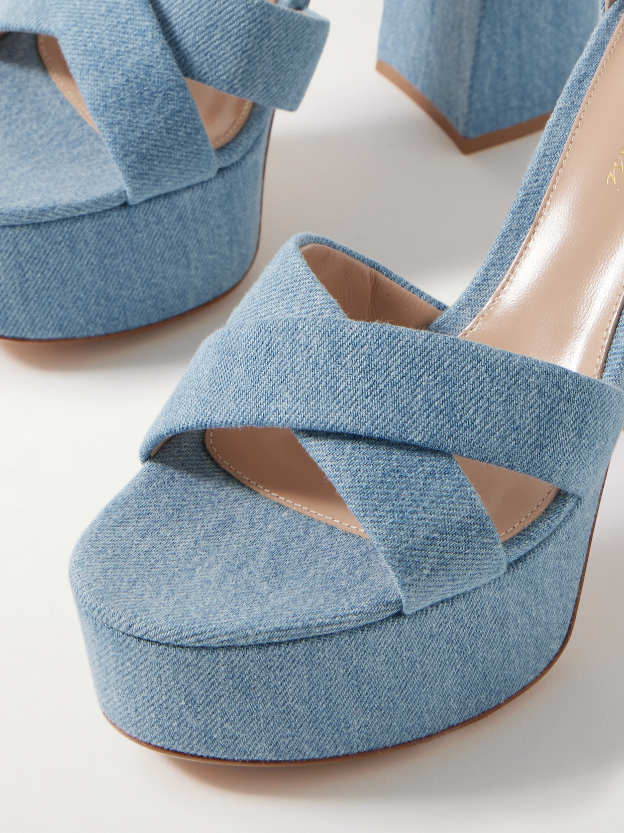 Shop Gianvito Rossi Sheridan 110 Denim Platform Sandals In Blue