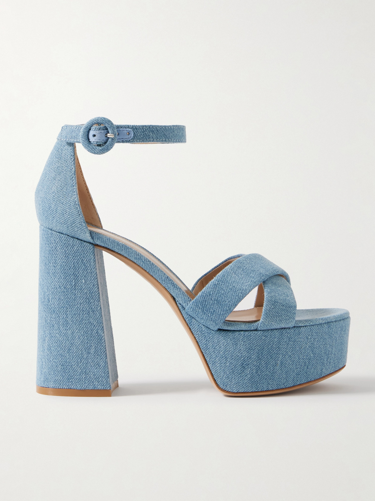 Gianvito Rossi Sheridan 110 Denim Platform Sandals In Blue