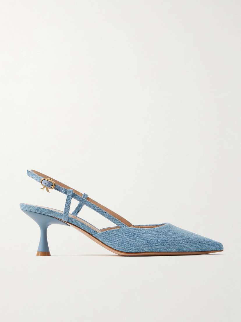 Gianvito Rossi Ascent 55 Denim Slingback Pumps