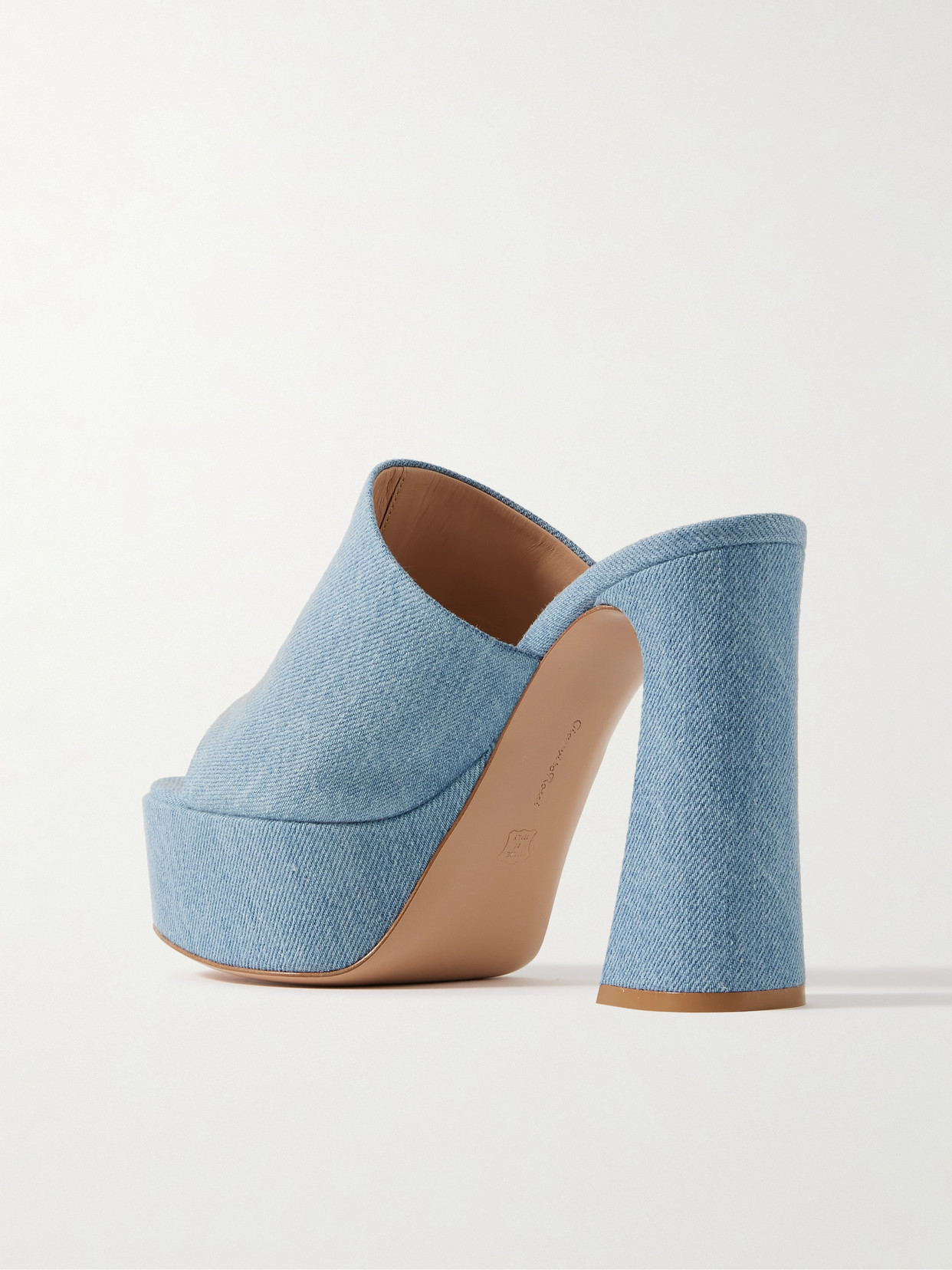 Shop Gianvito Rossi Holly 70 Denim Platform Mules In Blue