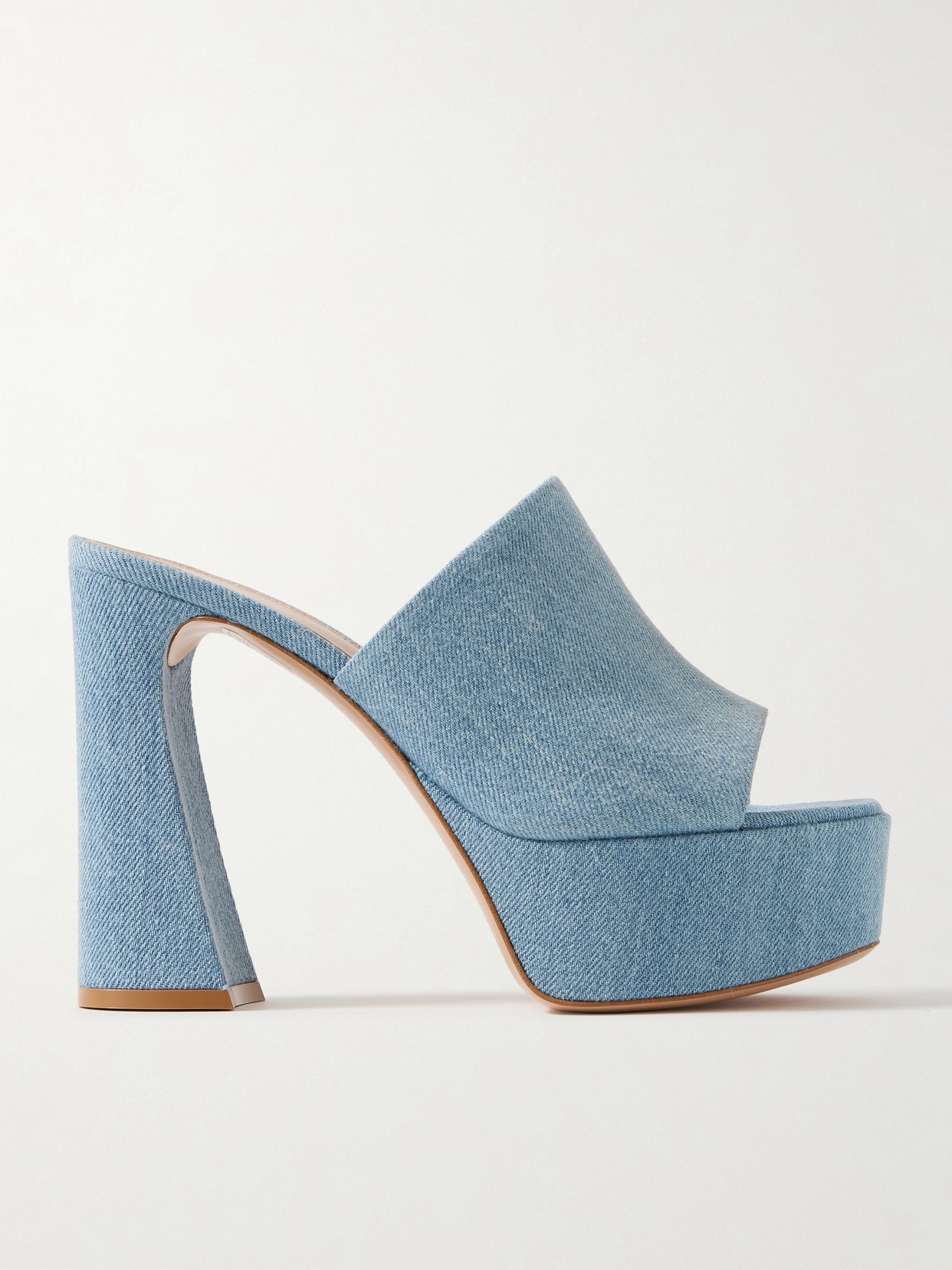 GIANVITO ROSSI HOLLY 70 DENIM PLATFORM MULES