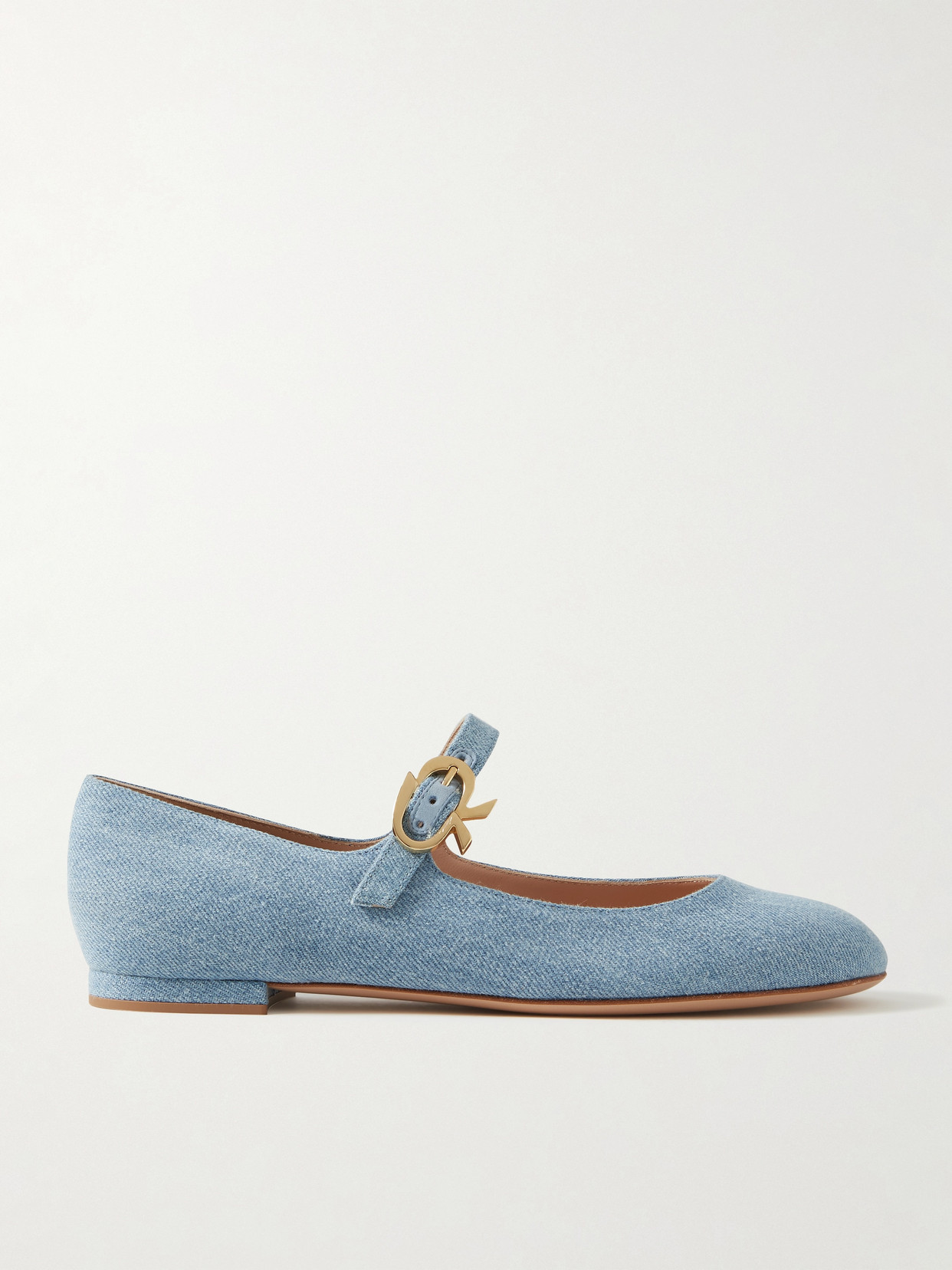 Gianvito Rossi Denim Mary Jane Flats In Blue