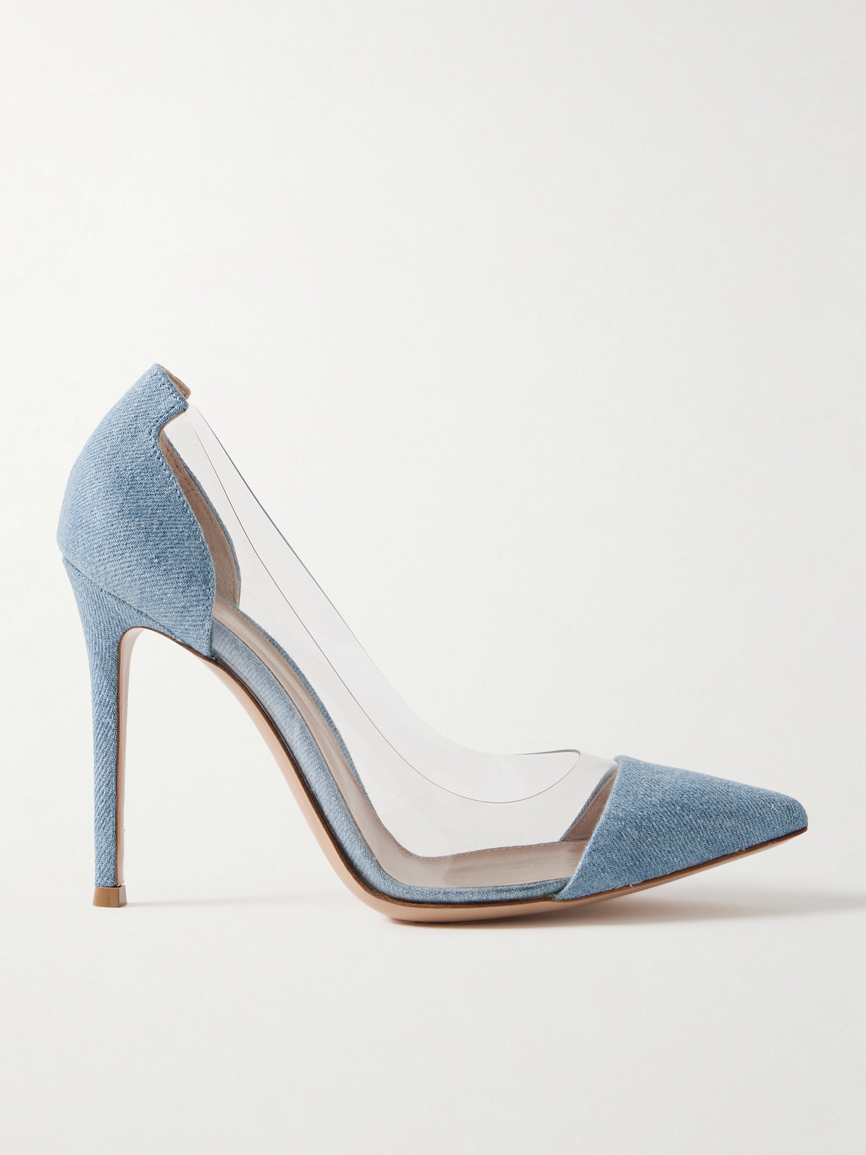 Gianvito Rossi Plexi 105 Denim And Pvc Pumps In Blue