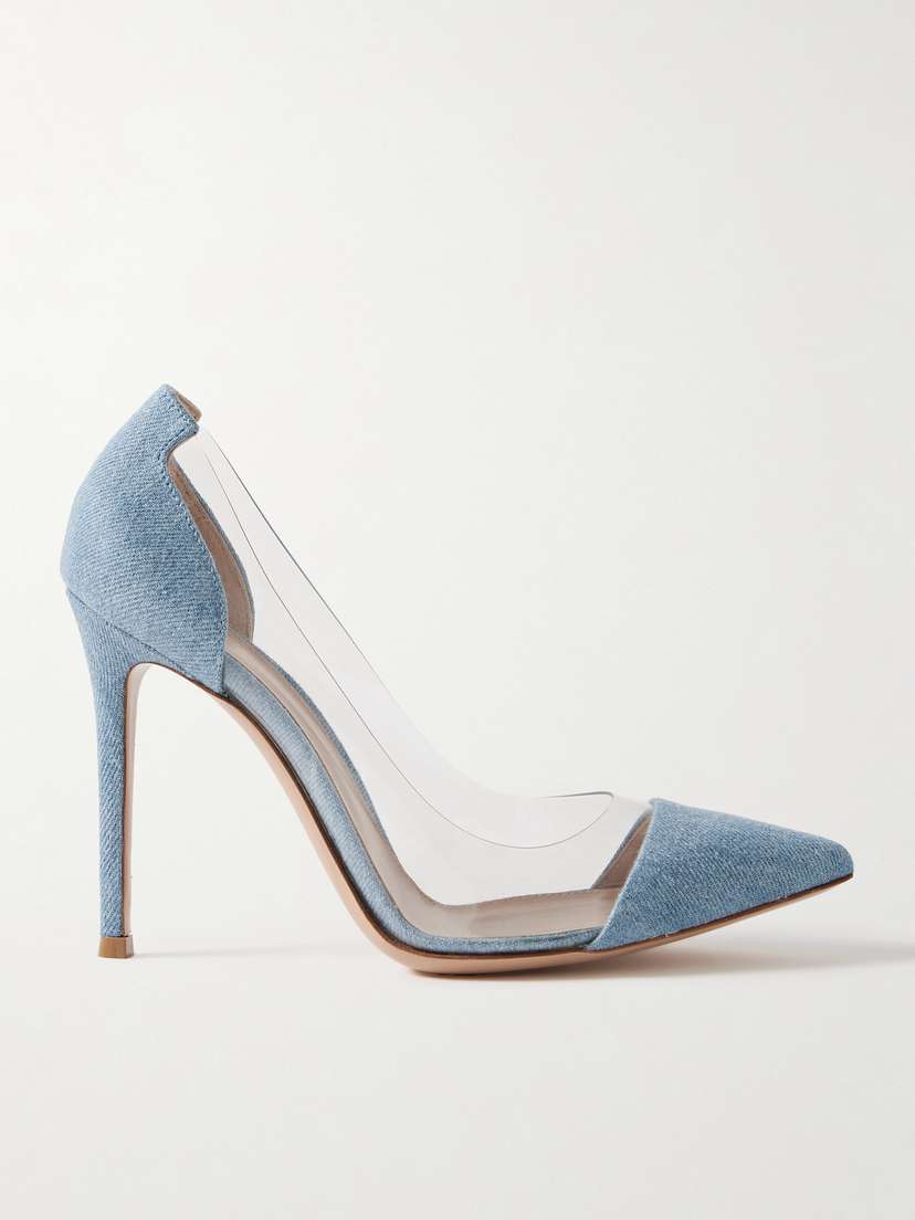 Gianvito Rossi Plexi 105 Denim And Pvc Pumps