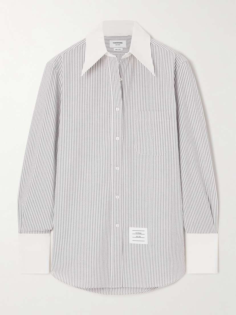 Thom Browne Striped Poplin-trimmed Cotton Seersucker Shirt