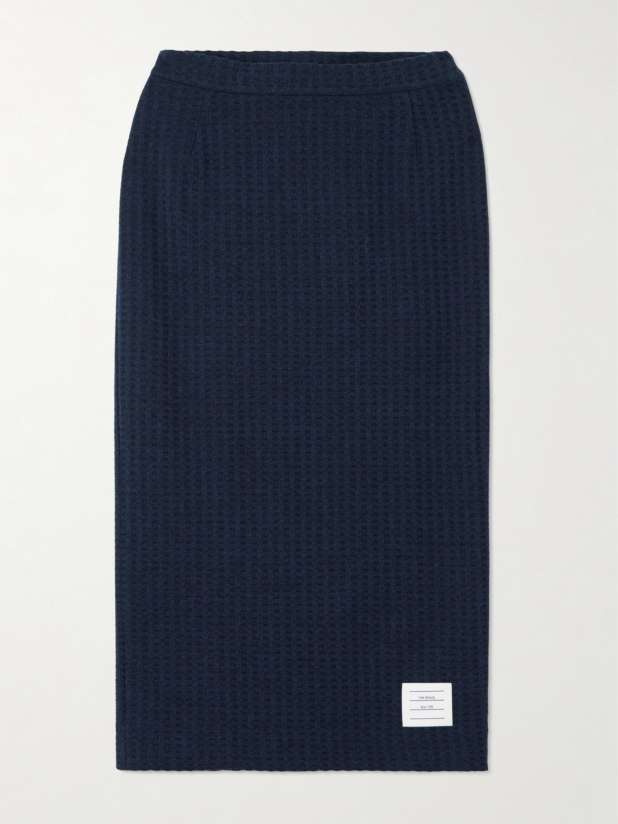 Thom Browne - Appliquéd Waffle-knit Cotton Midi Skirt - Blue