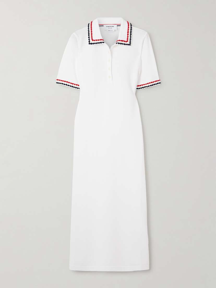 Thom Browne Embroidered Cotton-piqué Midi Shirt Dress