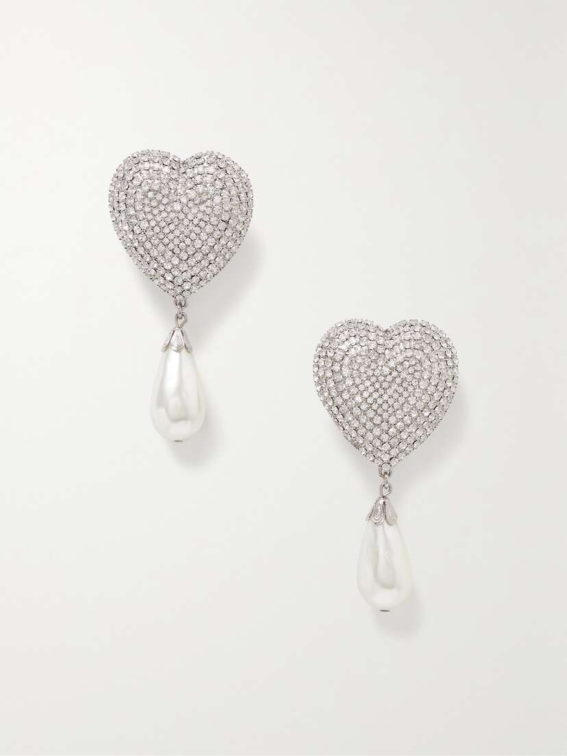 Alessandra Rich -tone, Crystal And Faux Pearl Clip Earrings