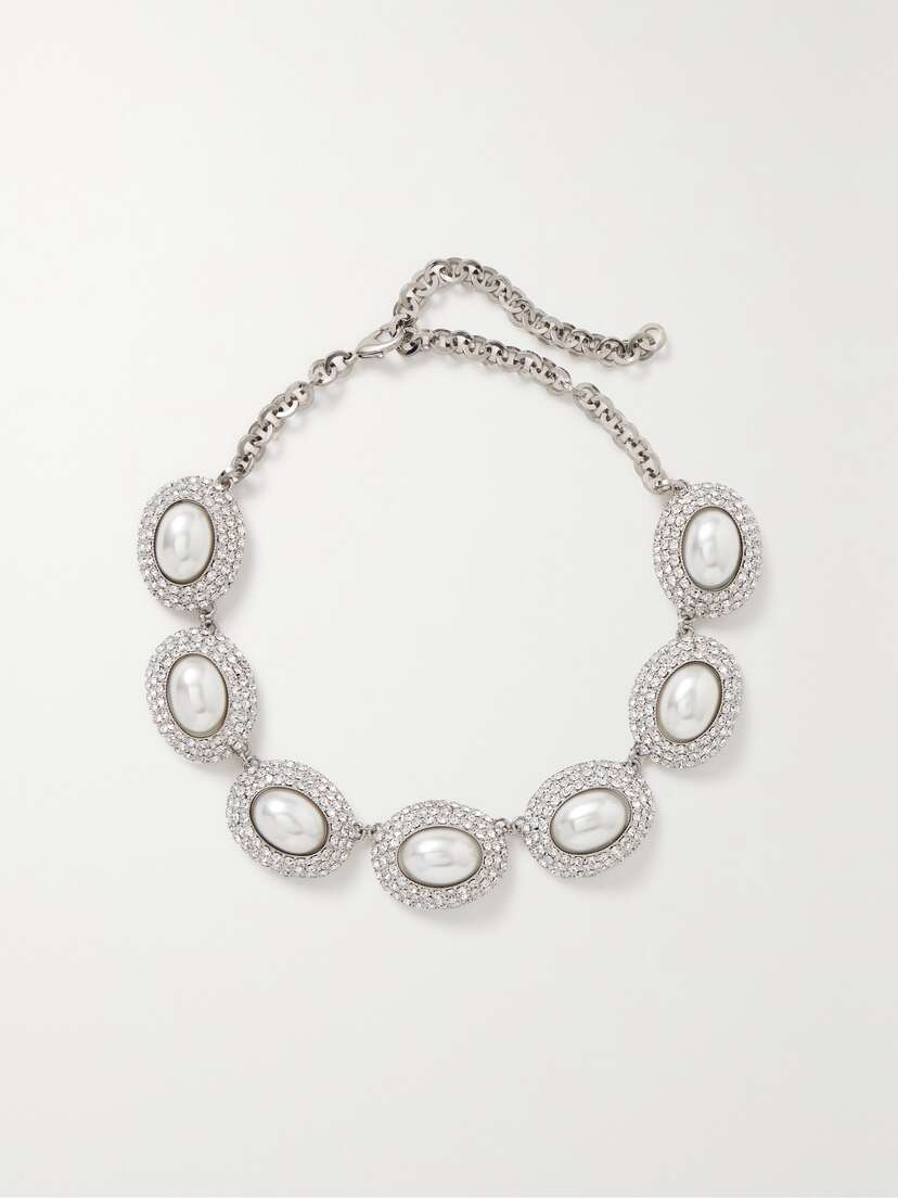 Alessandra Rich -tone, Crystal And Faux Pearl Choker