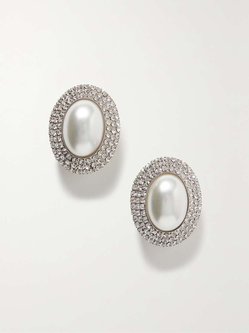 Alessandra Rich -tone, Crystal And Faux Pearl Clip Earrings