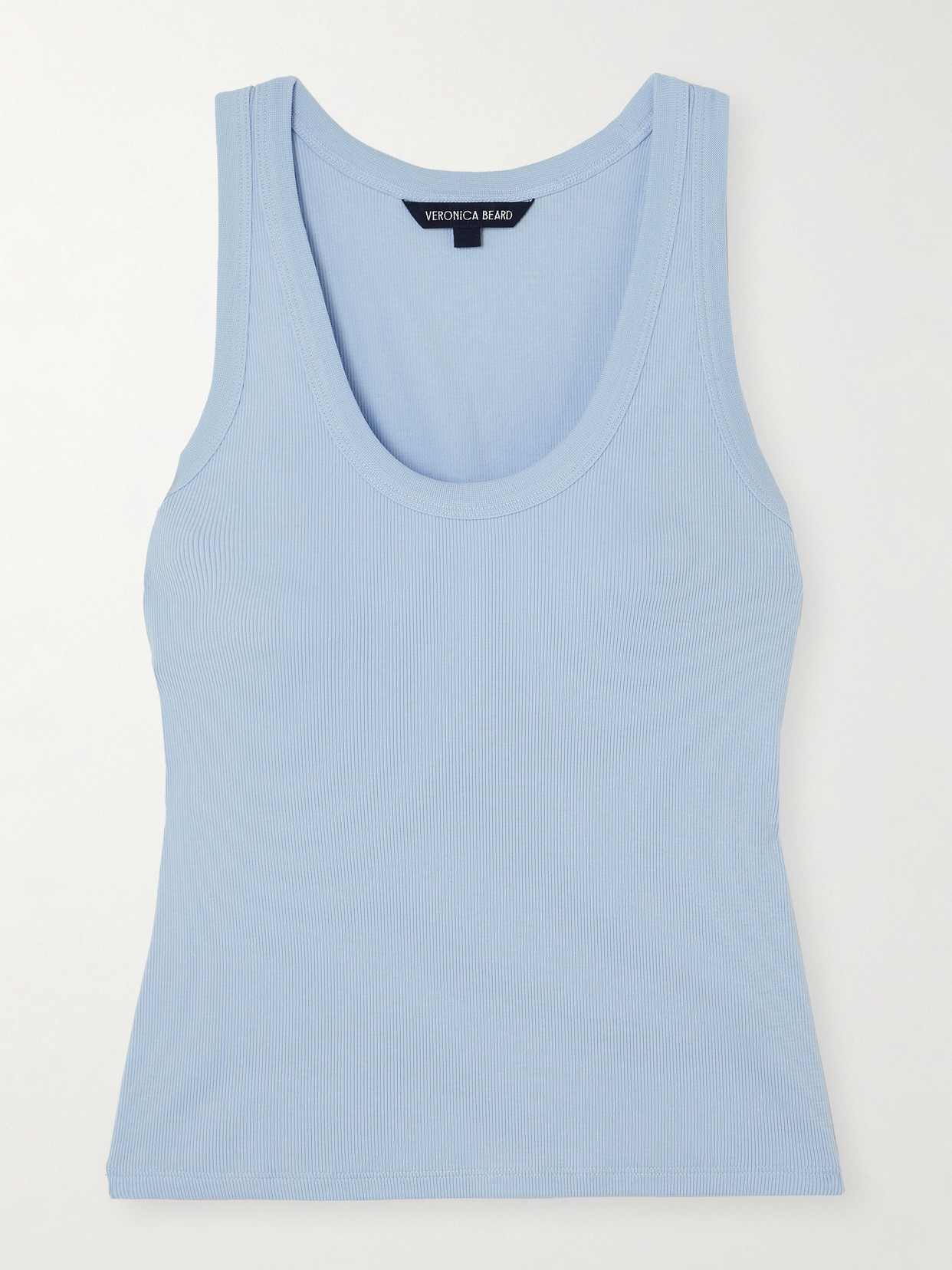 Veronica Beard Birke Ribbed Stretch-pima Cotton Tank In Blue