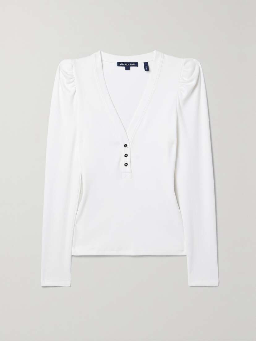 Veronica Beard Dekalb Ribbed Cotton-jersey Top - x small