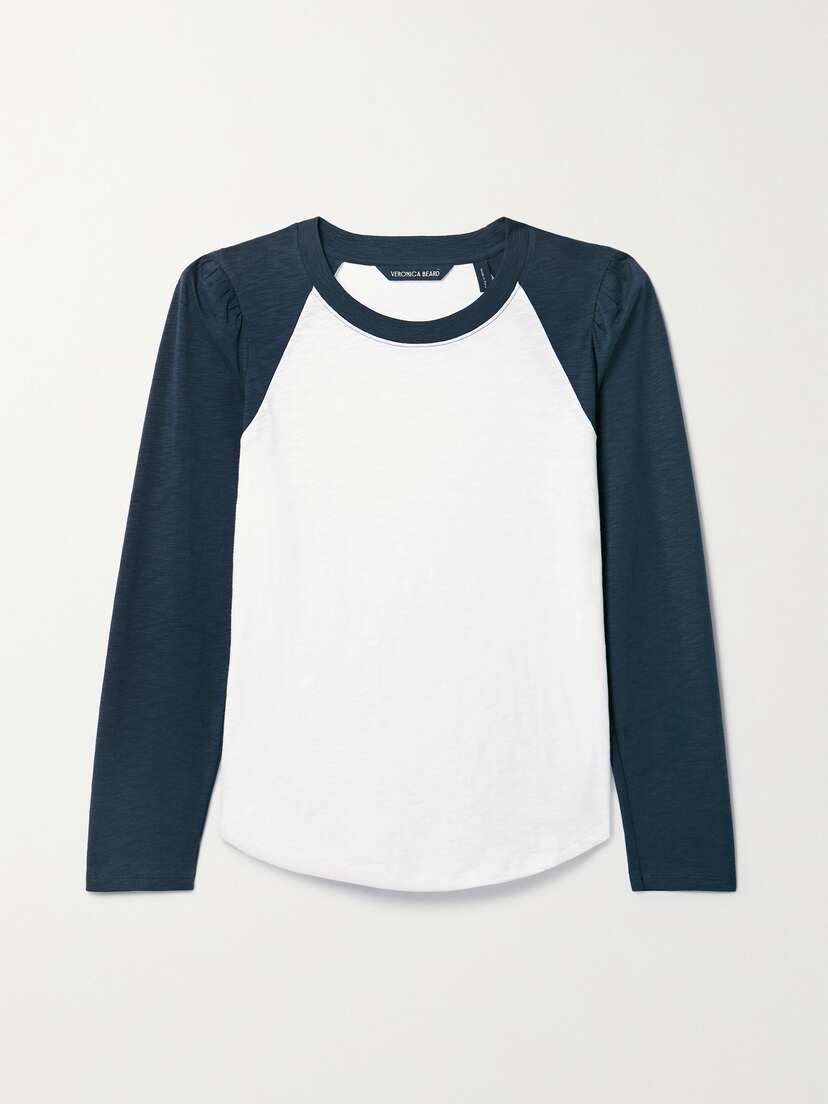 Veronica Beard Mason Slub Cotton-jersey T-shirt - x large