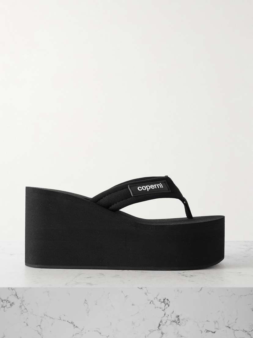 Coperni Logo-appliquéd Webbing Wedge Flip Flops