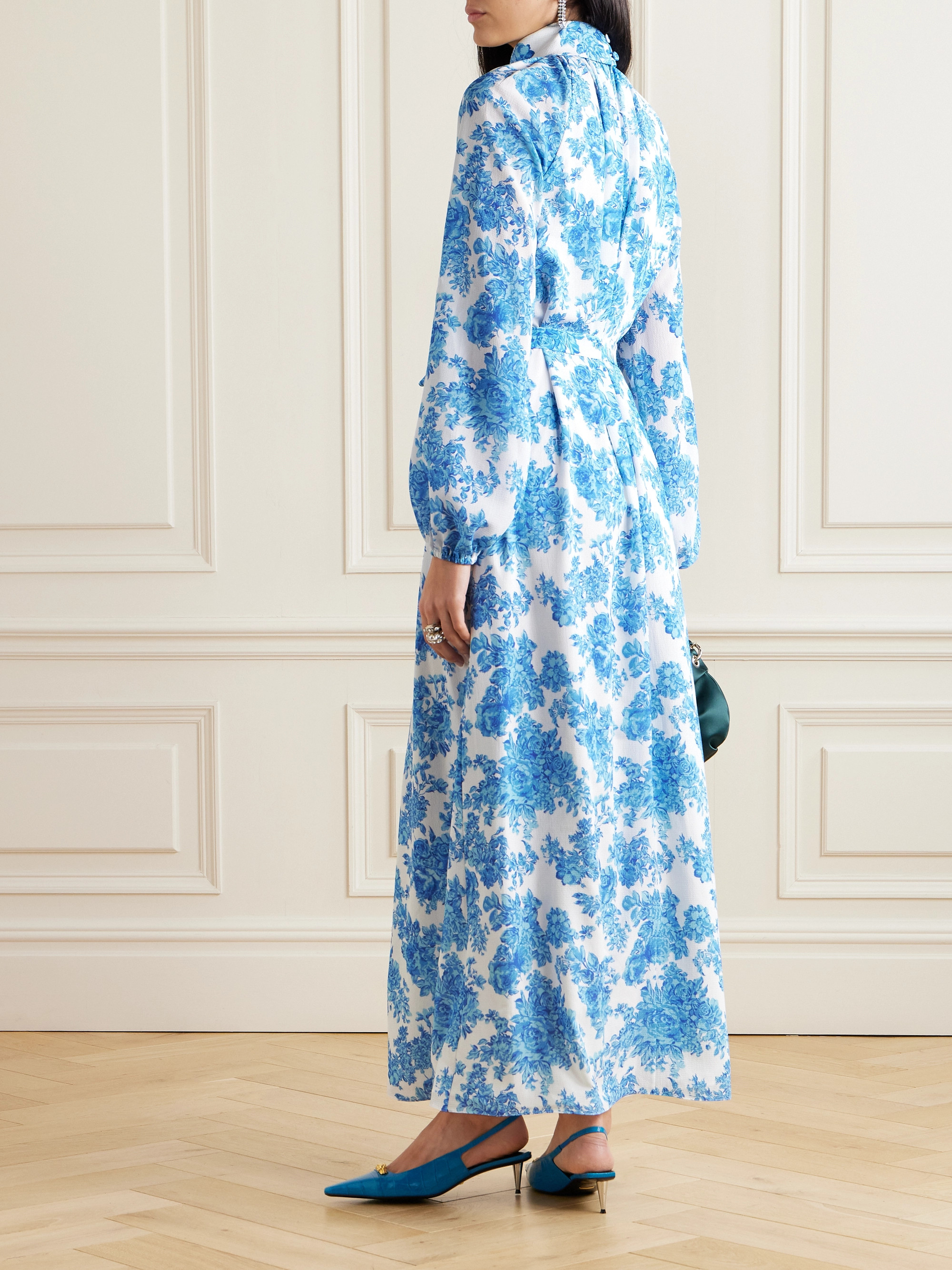 Emilia Wickstead Elanda belted floral-print crepe maxi dress thumbnail